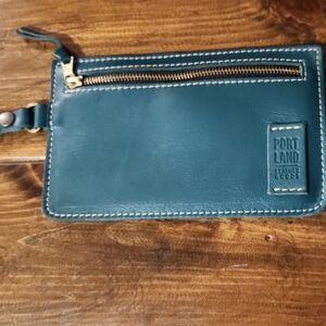 Portland Leather Ocean Blue Wristlet